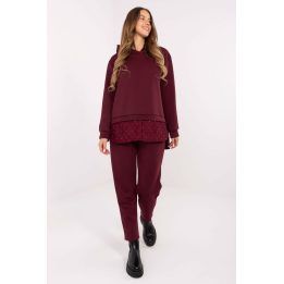 Moteriškas laisvalaikio kostiumėlis su gobtuvu Italy Moda, raudonas