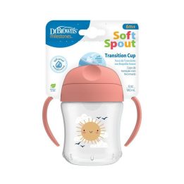 Puodelis su minkštu antgaliu 180 ml rožinis Dr. Brown