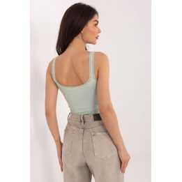 Topas su nėriniais ties iškirpte – žalia