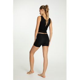 Šortukinės kelnaitės juodos moteriškos elastingos Shorty Cotton Mood