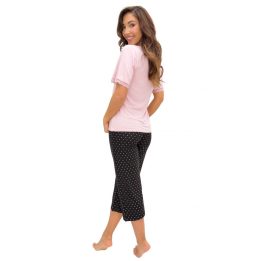 Moteriška pižama 3/4 Donna, blyškiai rožinė