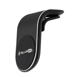 Juodas magnetinis automobilinis telefono laikiklis ventiliacijos grotelėms