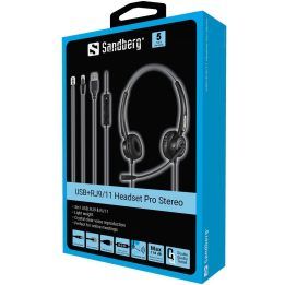 Laidinės ausinės su mikrofonu Sandberg Pro Stereo, juodos