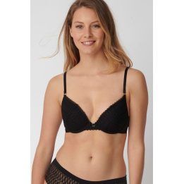 Push-up liemenėlė su nėriniais ir sagele Triumph, juoda