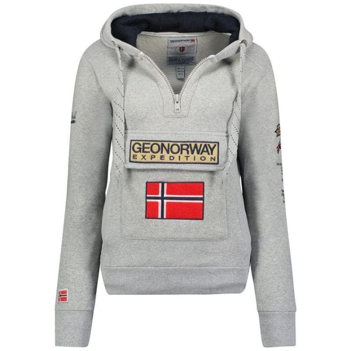 Vyriškas džemperis su 3/4 užtrauktuku Geographical Norway, pilkas