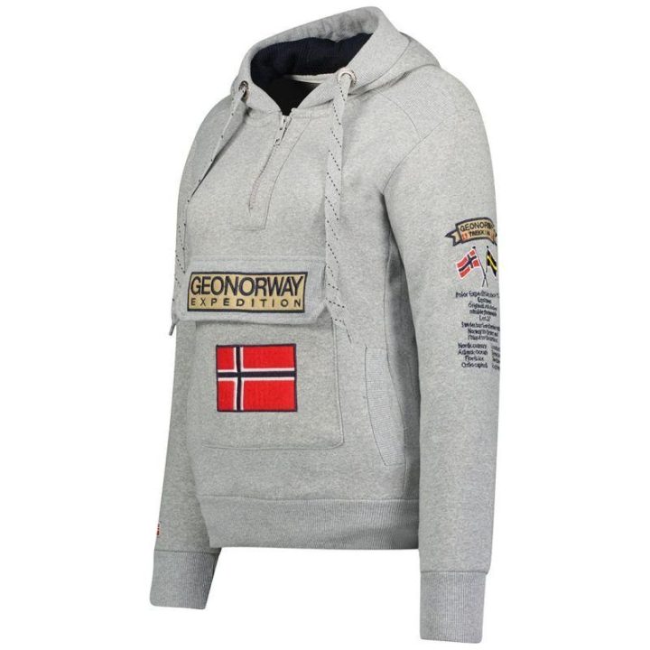 Vyriškas džemperis su 3/4 užtrauktuku Geographical Norway, pilkas