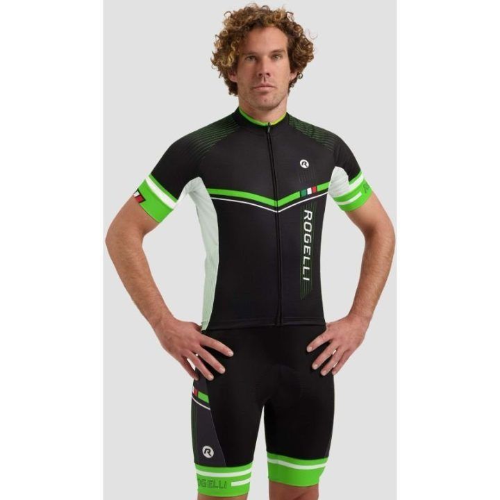 Vyriški dviratininko marškinėliai Rogelli Gara Mostro II, juodi ir žali, 2XL