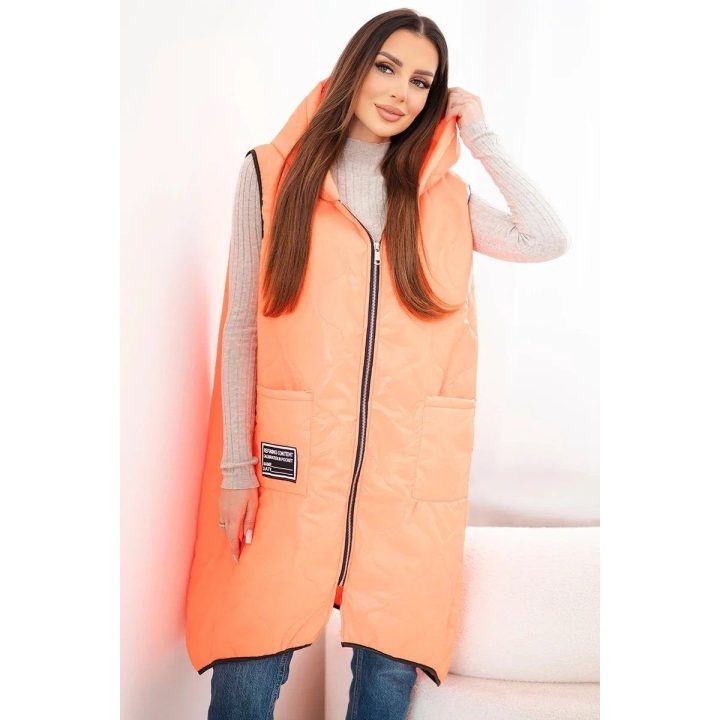 Moteriška ilga dygsniuota liemenė, neoninė oranžinė