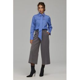 Moteriškos cropped plačios kelnės Nife – pilka