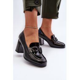 Moteriški aukštakulniai bateliai su storu kulnu Step in style, juodi