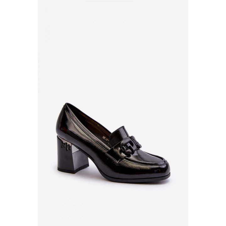 Moteriški aukštakulniai bateliai su storu kulnu Step in style, juodi