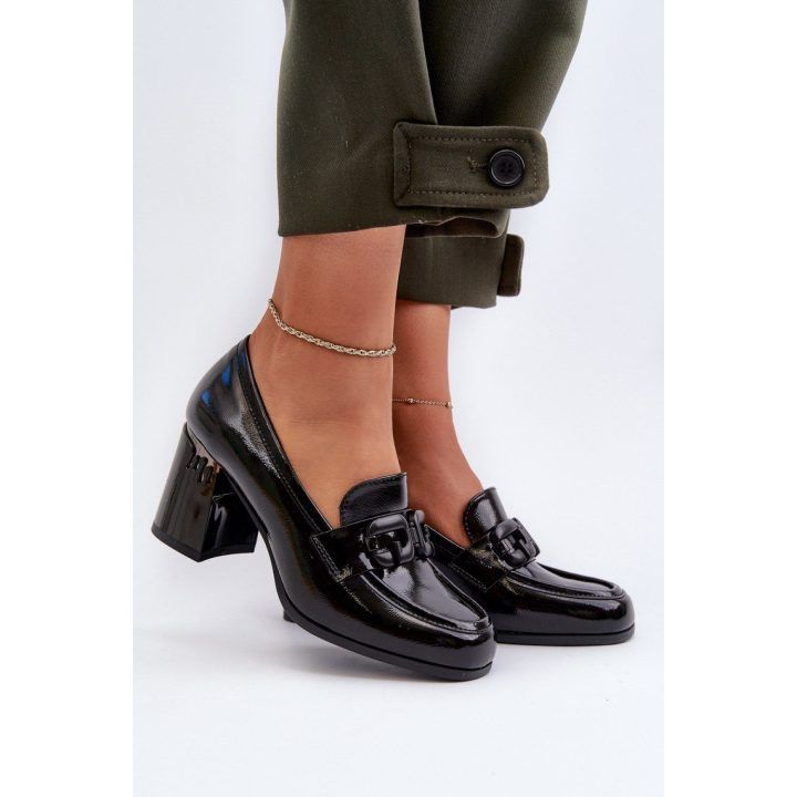 Moteriški aukštakulniai bateliai su storu kulnu Step in style, juodi