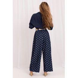 Mėlynos polka dot palazzo kelnės