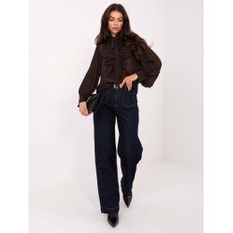 Moteriški marškiniai su apykakle Italy Moda, tamsiai rudi