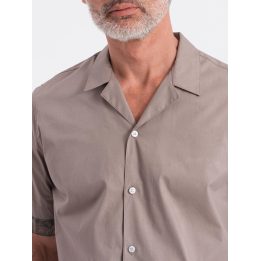 Vyriški marškiniai su kubietiška apykakle Ombre Clothing, smėlio
