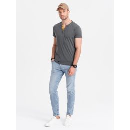 Vyriški medvilniniai Henley marškinėliai Ombre, tamsiai pilki