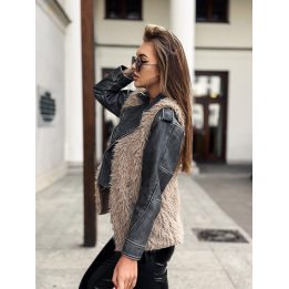 Moteriška liemenė su dirbtiniu kailiu Edoti, smėlio