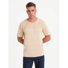 Vyriški medvilniniai marškinėliai su kišene Ombre Clothing, smėlio