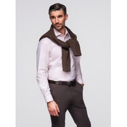 Vyriški medvilniniai marškiniai su ryškiu pynimu Ombre Clothing, rožiniai