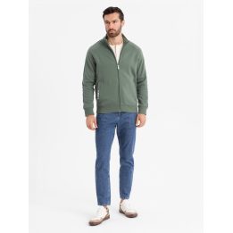 Vyriškas medvilninis džemperis su aukšta apykakle Ombre Clothing, alyvuogių