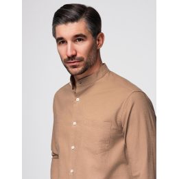 Vyriški marškiniai su stačia apykakle Ombre Clothing, šviesiai rudi