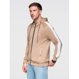 Vyriškas džemperis su gobtuvu ir užtrauktuku Ombre Clothing, smėlio