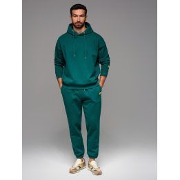 Uniseks sportinis komplektas su gobtuvu Ombre Clothing, tamsiai žalias