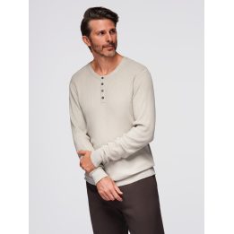 Vyriškas megztinis su sagomis prie iškirptės Ombre Clothing, smėlio