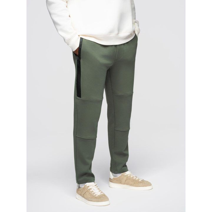 Vyriškos tiesių klešnių kelnės Ombre Clothing, tamsiai alyvuogių