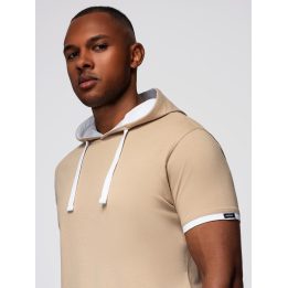 Vyriški medvilniniai marškinėliai su gobtuvu Ombre Clothing, smėlio