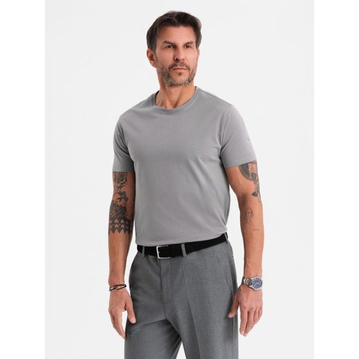 Vyriškos kelnės su atlenktomis klešnių apačiomis OMBRE CLOTHING, pilkos