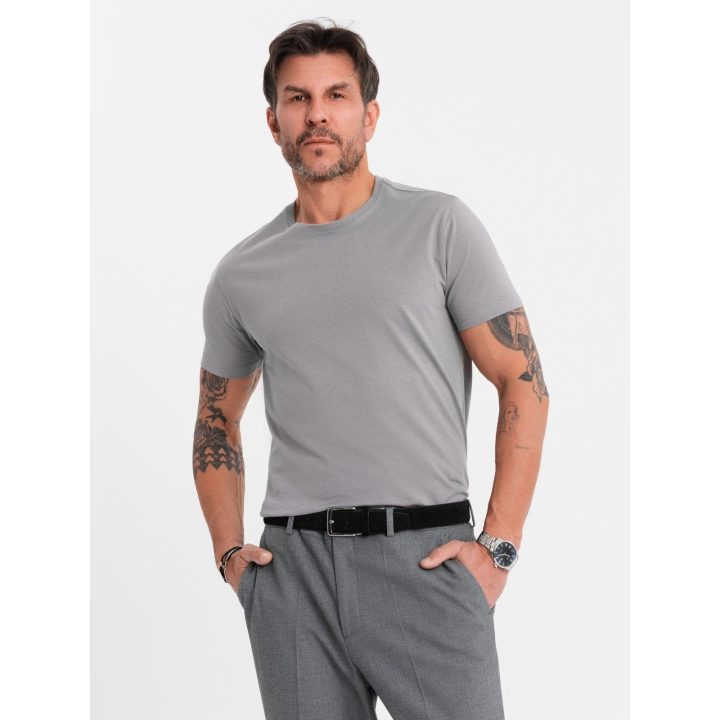 Vyriškos kelnės su atlenktomis klešnių apačiomis OMBRE CLOTHING, pilkos
