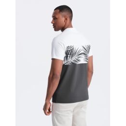 Vyriški marškinėliai su palmės lapų raštu Ombre Clothing, tamsiai pilki