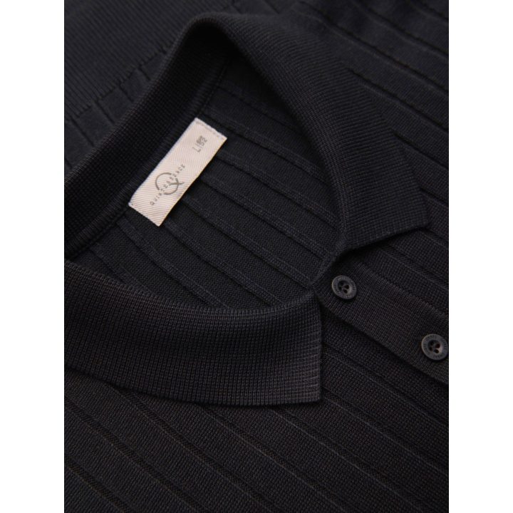 Vyriški juodi slim fit polo marškinėliai