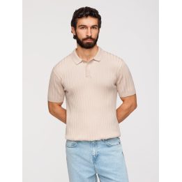 Vyriški rumbuoti polo marškinėliai Ombre Clothing, smėlio