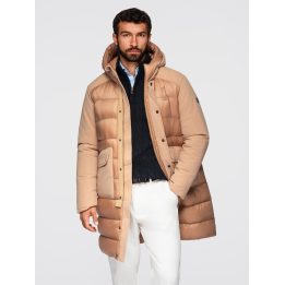Vyriška ilga dygsniuota striukė OMBRE CLOTHING, smėlio