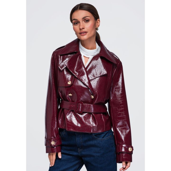 Moteriška faktūrinė striukė Ombre Clothing, bordo