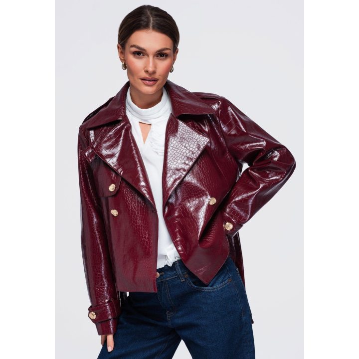 Moteriška faktūrinė striukė Ombre Clothing, bordo