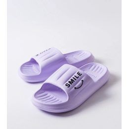 Moteriškos įspiriamos šlepetės su lankelio motyvu Smile, violetinės