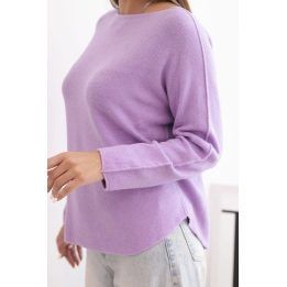 Moteriškas megztinis su apvalia iškirpte, šviesiai violetinis