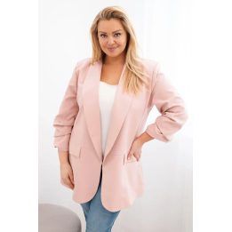 Moteriškas švarkas su oversize kirpimu, blyškiai rožinis