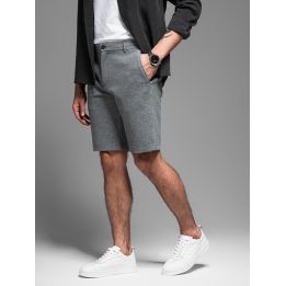 Vyriški pilki slim fit šortai iki kelių