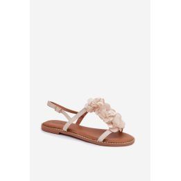Moteriškos basutės su dekoratyvinėmis gėlėmis Step in style, smėlio