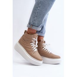Moteriški natūralios odos sportiniai bateliai su platforma Step in style, smėlio