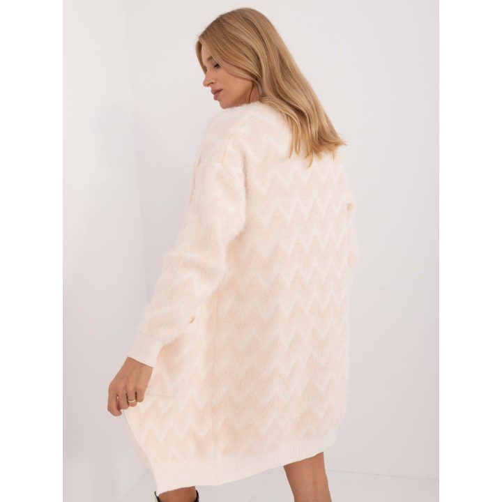 Moteriškas laisvo kirpimo kardiganas Wool Fashion Italia, šviesiai smėlio
