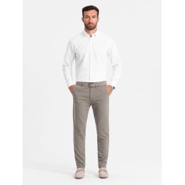 Vyriškos siauresnio kirpimo chino kelnės Ombre Clothing, tamsiai smėlio