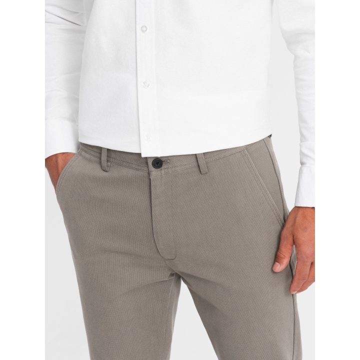 Vyriškos siauresnio kirpimo chino kelnės Ombre Clothing, tamsiai smėlio