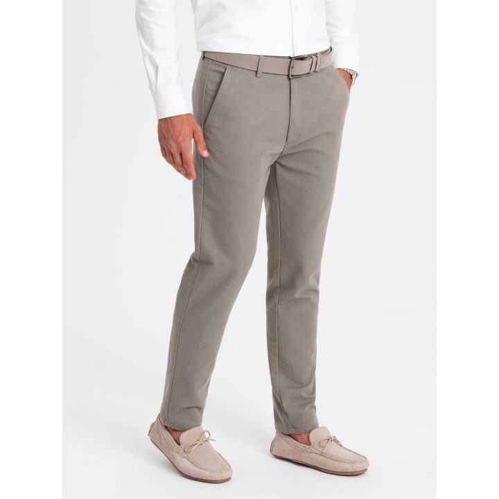 Vyriškos siauresnio kirpimo chino kelnės Ombre Clothing, tamsiai smėlio