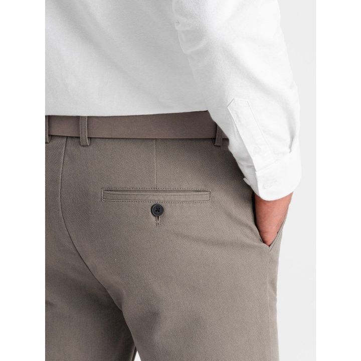 Vyriškos siauresnio kirpimo chino kelnės Ombre Clothing, tamsiai smėlio