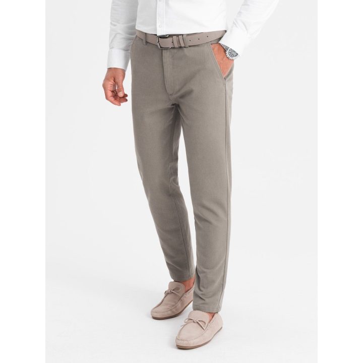 Vyriškos siauresnio kirpimo chino kelnės Ombre Clothing, tamsiai smėlio